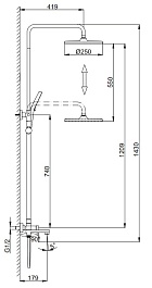 Frap Душевая стойка H85 F2485-9 оружейная сталь – фотография-2