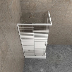 Triton Душевой уголок Фьюжн 100x80 А Полосы стекло с рисунком профиль белый – фотография-3