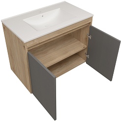 Teymi Тумба с раковиной Netta 80 подвесная дуб/графит – фотография-2