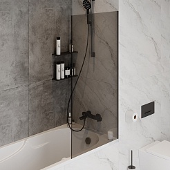 Teymi Шторка на ванну Timo 70x140 профиль черный матовый стекло тонированное – фотография-6