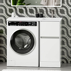 Misty Тумба под раковину Ингрид 40 под стиральную машину белая – фотография-10