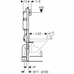 Geberit Инсталляция Duofix UP100 Delta 458.120.11.1 с бачком и кнопкой смыва – фотография-4