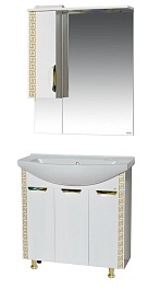 Misty Зеркало-шкаф Престиж 80 L белый/золотая патина – фотография-6