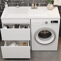 Onika Мебель для ванной Милтон 120 L под стиральную машину белая – фотография-6