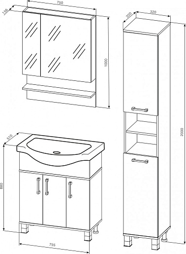 Бриклаер Тумба с раковиной Карибы 75 венге/дуб кантри – картинка-3