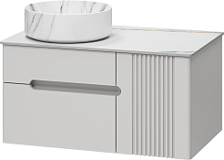 Brevita Тумба под раковину Pallisandro 80 L подвесная серая матовая – фотография-3