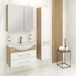 Runo Шкаф пенал Дублин 35 R подвесной дуб/белый – фотография-4