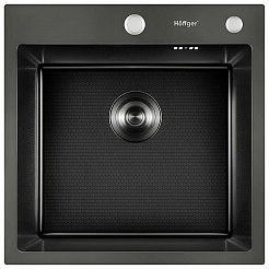 Hoffger Мойка для кухни 5050T Black ECO декор соты – фотография-1