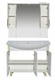 Misty Мебель для ванной Престиж 105 белая/золотая патина – фотография-15