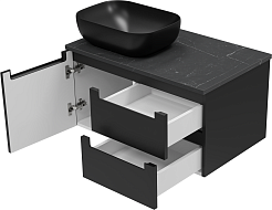 Brevita Тумба под раковину Cargo 80 подвесная черная матовая – фотография-7