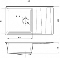 Granfest Мойка кухонная GF-LV-860L иней – фотография-3