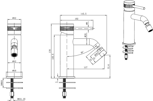 Allen Brau Смеситель для биде Priority 5.31A04-00 (с донным клапаном) хром – картинка-13