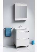 Aqwella Мебель для ванной Бриг 60 белая, 2 ящика, зеркальный шкаф