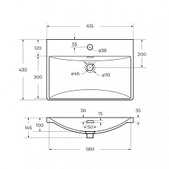 BelBagno Тумба с раковиной Due 60 подвесная Rovere Nature ручки Белые – фотография-8