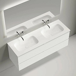 Sancos Тумба с раковиной Folk 140 bianco раковина Grace 141 с двумя чашами CN7022wx – фотография-2