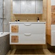 Бриклаер Мебель для ванной Форест 100 подвесная белый/дуб золотой – фотография-16