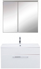 De Aqua Мебель для ванной Кубика 90, зеркало-шкаф Алюминиум – фотография-1
