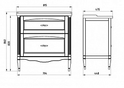 ASB-Woodline Тумба с раковиной Римини Nuovo 80 белый (патина серебро), массив ясеня – фотография-2