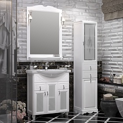 Opadiris Тумба с раковиной Тибет 75 белая, с решеткой – фотография-6