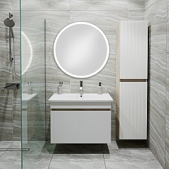 Runo Тумба с раковиной Модена 75 подвесная белая/дуб крафт – фотография-8