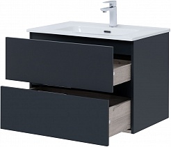 Aquanet Мебель для ванной Алвита New 70 2 ящика подвесная антрацит матовая – фотография-6