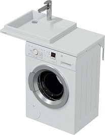 СанТа Мебель для ванной под стиральную машину Марс 90 L с зеркальным шкафом Стандарт 90 белая – фотография-10
