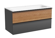 Sancos Тумба с раковиной Delta 100 дуб красный/графит раковина Grace 101 CN7013