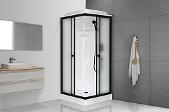 Royal Bath Душевая кабина HP RB 80HP1-M-BL 80x80 стекло матовое профиль черный матовый – фотография-2