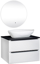 Runo Тумба с раковиной Орлеан 70 Terzo подвесная белая матовая/черный – фотография-8