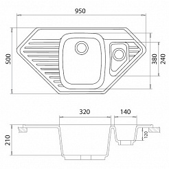 Granfest Мойка кухонная Corner GF-C950E Серый угловая – фотография-4