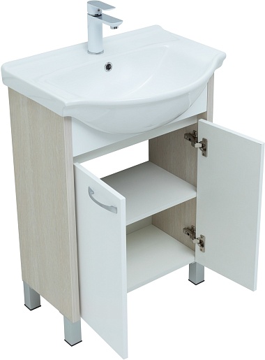 Aquanet Тумба с раковиной Донна 60 белый дуб/белая – фотография-6