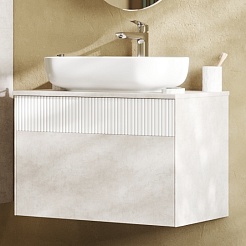 Акватон Тумба с раковиной Марбл 80 Лола 60 подвесная слэйт/белая матовая – фотография-5