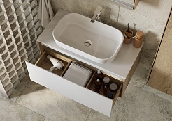 Акватон Тумба под раковину Либерти 90 белая/дуб эльвезия – фотография-22