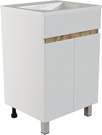 Mixline Тумба под раковину Брикс 50 2 створки белая/дуб вотан – фотография-1