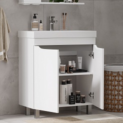 Volna Тумба с раковиной Lake 70.2D белая – фотография-4