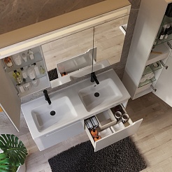 Dreja Мебель для ванной W 125 с зеркальным шкафом подвесная белая – фотография-3