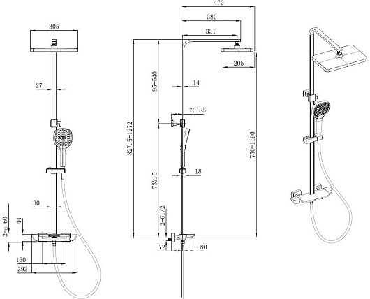 Allen Brau Душевая стойка Infinity 5.21030-00 хром – картинка-17