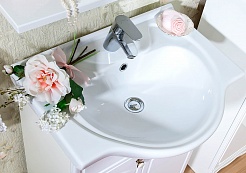 Бриклаер Мебель для ванной Лючия 60 белый глянец/золото, шкафчик – фотография-5