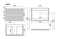 Sancos Тумба с раковиной Snob R 70 beige soft раковина CN7007 – фотография-6