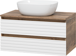 Brevita Тумба под раковину Dakota 80 подвесная дуб галифакс олово/белая – фотография-3