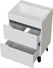 Mixline Тумба с раковиной Орион 60 2 ящика белая/графит – фотография-3