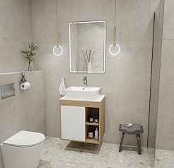 Teymi Тумба с раковиной Nura 70 дуб эврика/белый матовый T60528 раковина T50002 – фотография-2