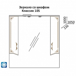 Какса-а Зеркальный шкаф Классик-Д 105, белый/серебро – фотография-2