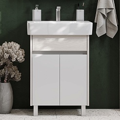 Акватон Тумба под раковину Верди Pro 60 Н белая/ясень фабрик – фотография-5