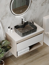 Teymi Раковина накладная Helmi S 48 T50262 черный мрамор – фотография-7