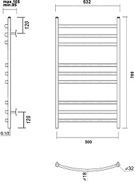 Domoterm Полотенцесушитель Калипсо П9 500x700 черный – фотография-4