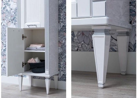 Aquanet Пенал для ванной Селена 40 L белый/серебро – фотография-4