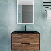 Vincea Мебель для ванной с черной кварцевой раковиной Chiara 2D 80 подвесная дуб чарльстон