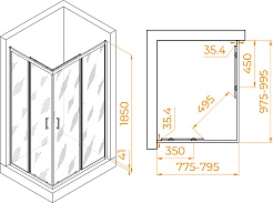 RGW Душевой уголок Passage PA-146B 100x80 профиль черный стекло прозрачное – фотография-7
