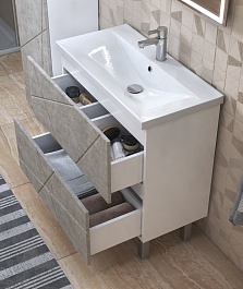 Vigo Мебель для ванной Geometry 2-800 белая/бетон – фотография-5